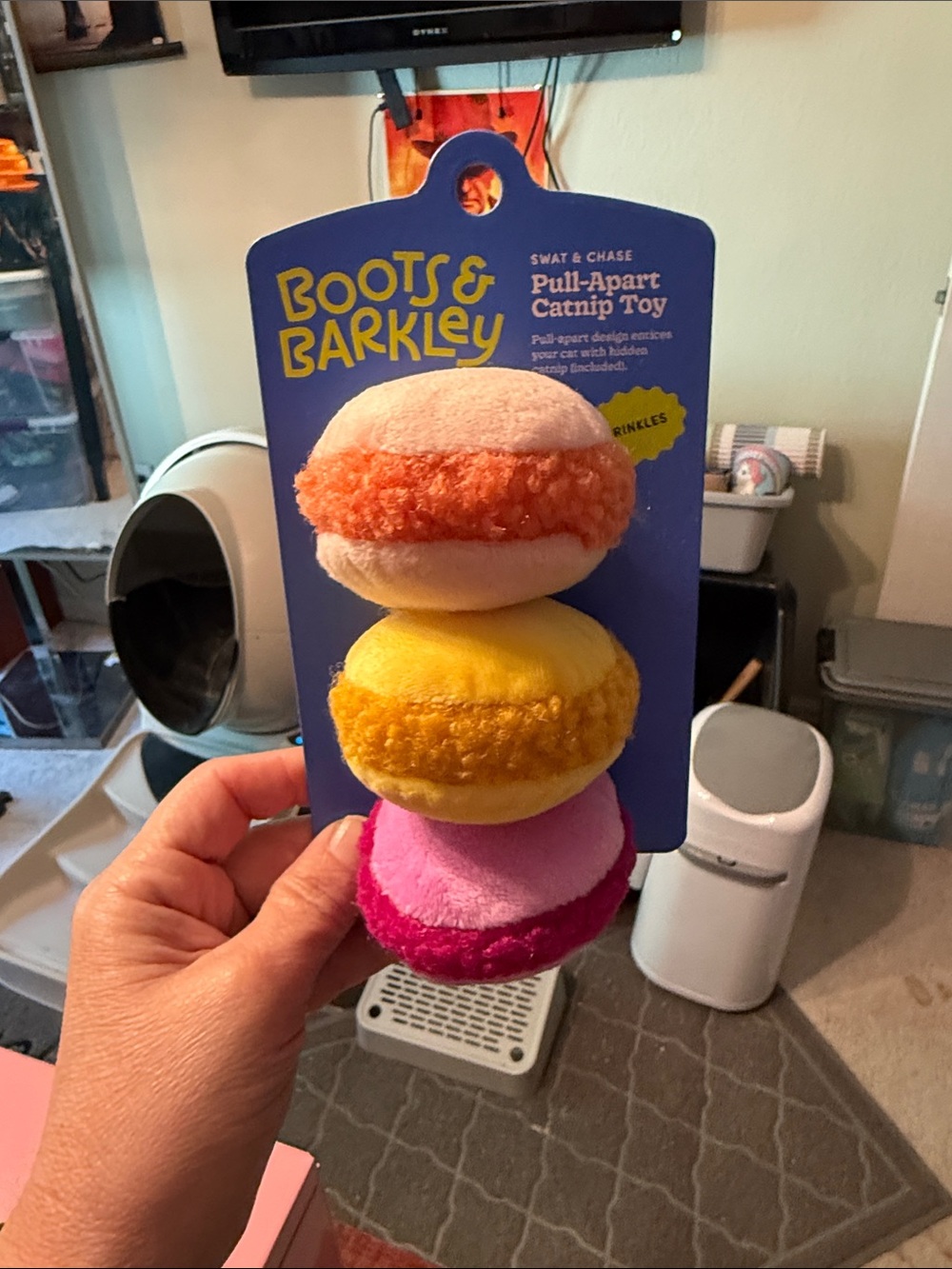 Boots & Barkley Plush Pull-Apart Catnip Balls - Pink, Yellow, Orange